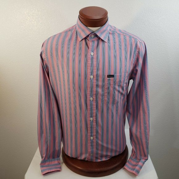 Faconnable Mens Button‎ Blue Pink Plaid Club Shirt - Picture 7 of 10